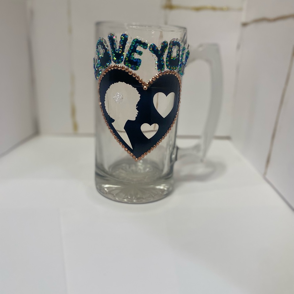 Decorative Glass Mug with Heart Design